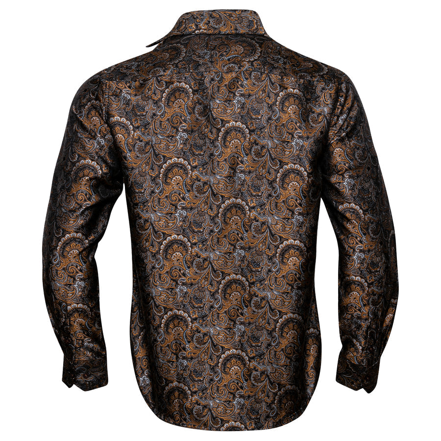 Golden Floral Silk Dress Shirt shirt - Sophisticated Gentlemen