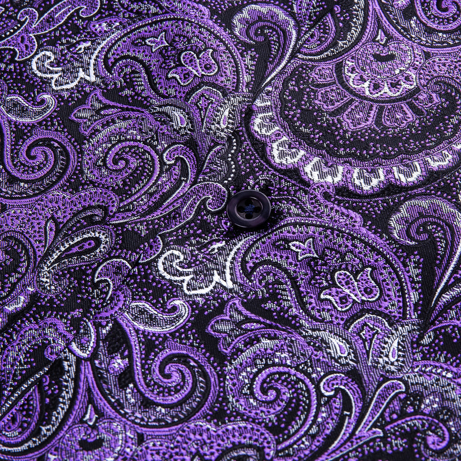 Purple Floral Silk Dress Shirt shirt - Sophisticated Gentlemen