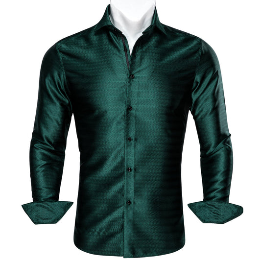 Green Striped Silk Dress Shirt shirt S   - Sophisticated Gentlemen