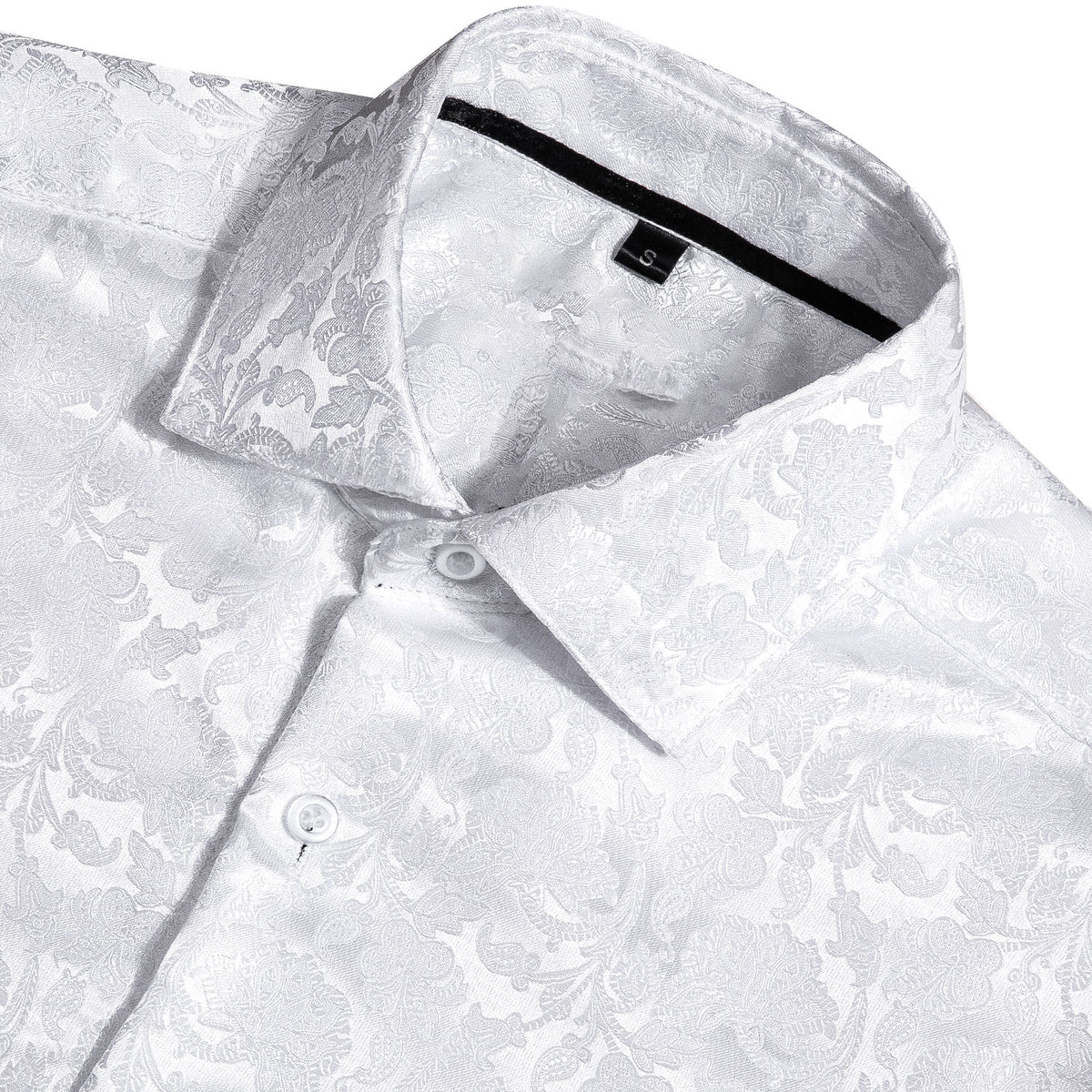 White Floral Silk Dress Shirt shirt - Sophisticated Gentlemen