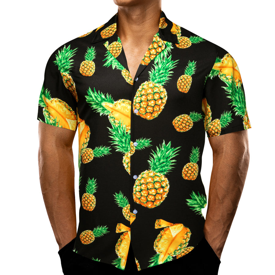 Black Yellow Pineapple Novelty Dress Shirt shirt - Sophisticated Gentlemen