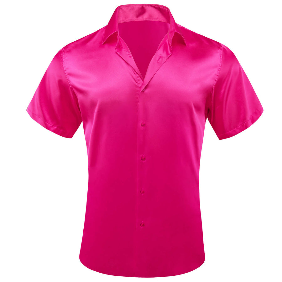 Deep Pink Solid Men's Silk Dress Shirt shirt S - Sophisticated Gentlemen