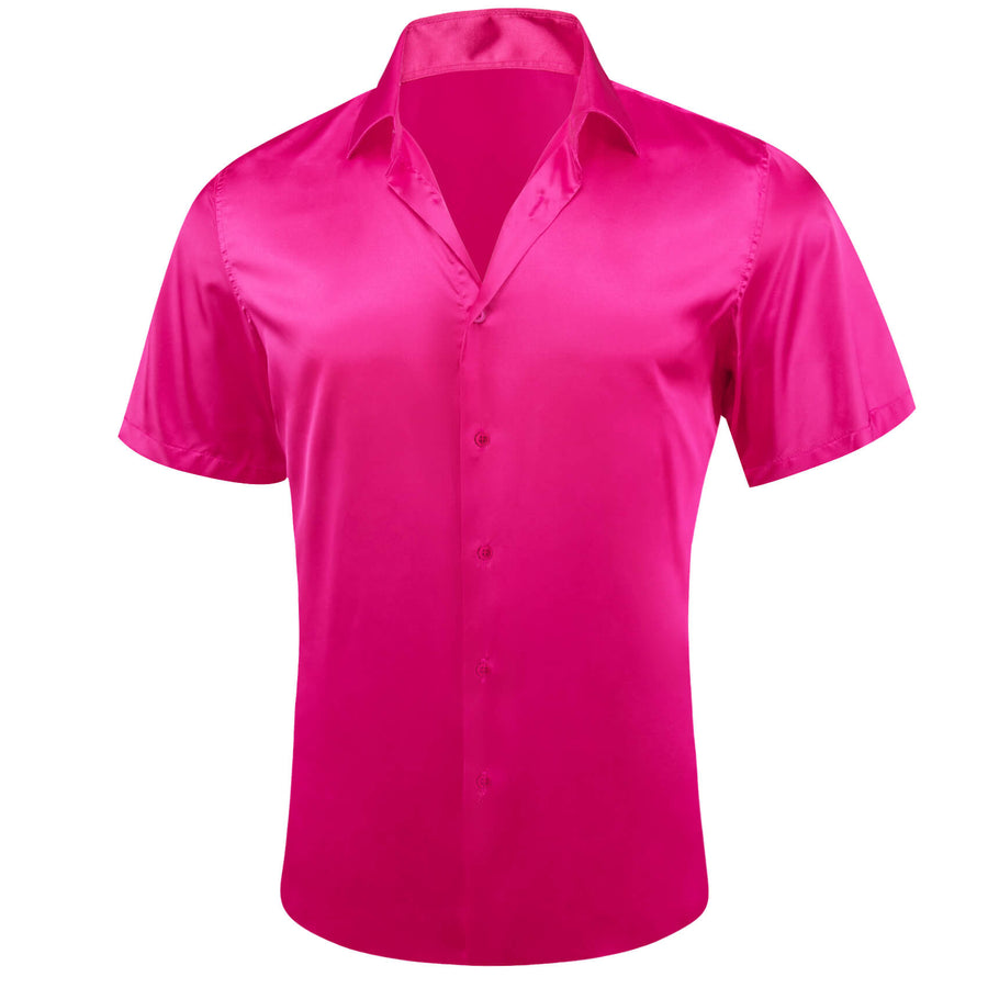 Deep Pink Solid Men's Silk Dress Shirt shirt - Sophisticated Gentlemen