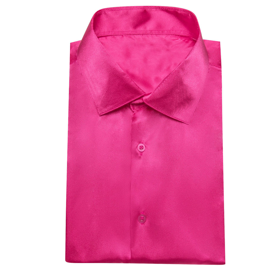 Deep Pink Solid Men's Silk Dress Shirt shirt - Sophisticated Gentlemen