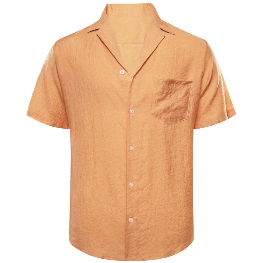 Light Orange Solid Men's Silk Dress Shirt shirt - Sophisticated Gentlemen