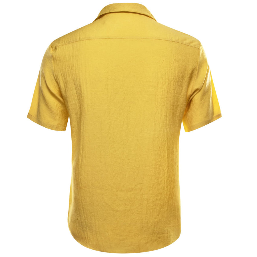 Butter Yellow Solid Men's Silk Dress Shirt shirt - Sophisticated Gentlemen