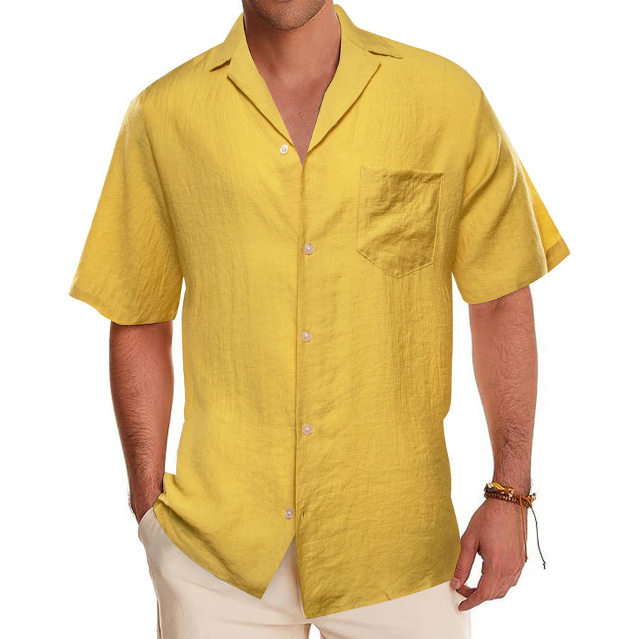 Butter Yellow Solid Men's Silk Dress Shirt shirt S - Sophisticated Gentlemen