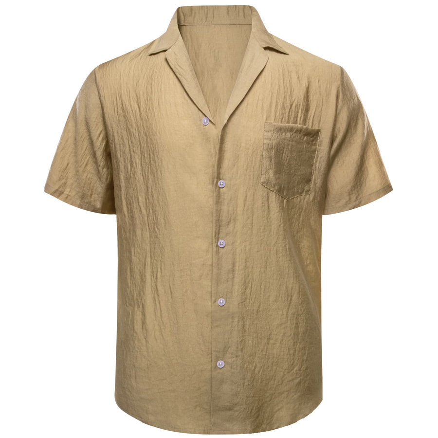 Khaki Solid Men's Silk Dress Shirt shirt - Sophisticated Gentlemen
