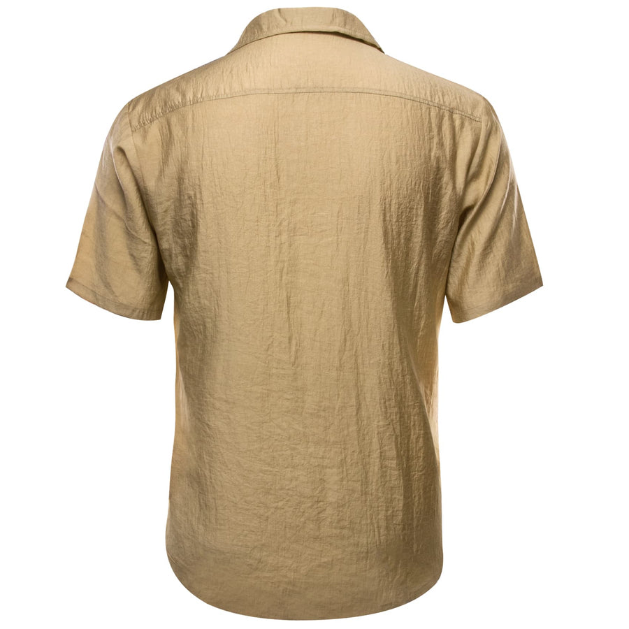 Khaki Solid Men's Silk Dress Shirt shirt - Sophisticated Gentlemen