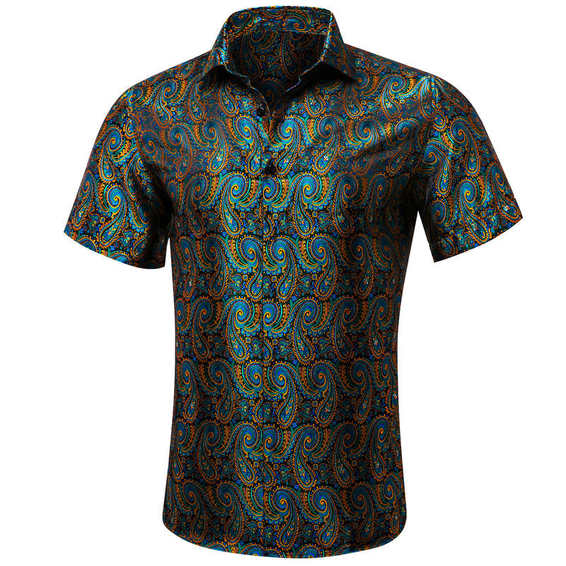 Green Gold Paisley Dress Shirt shirt S - Sophisticated Gentlemen