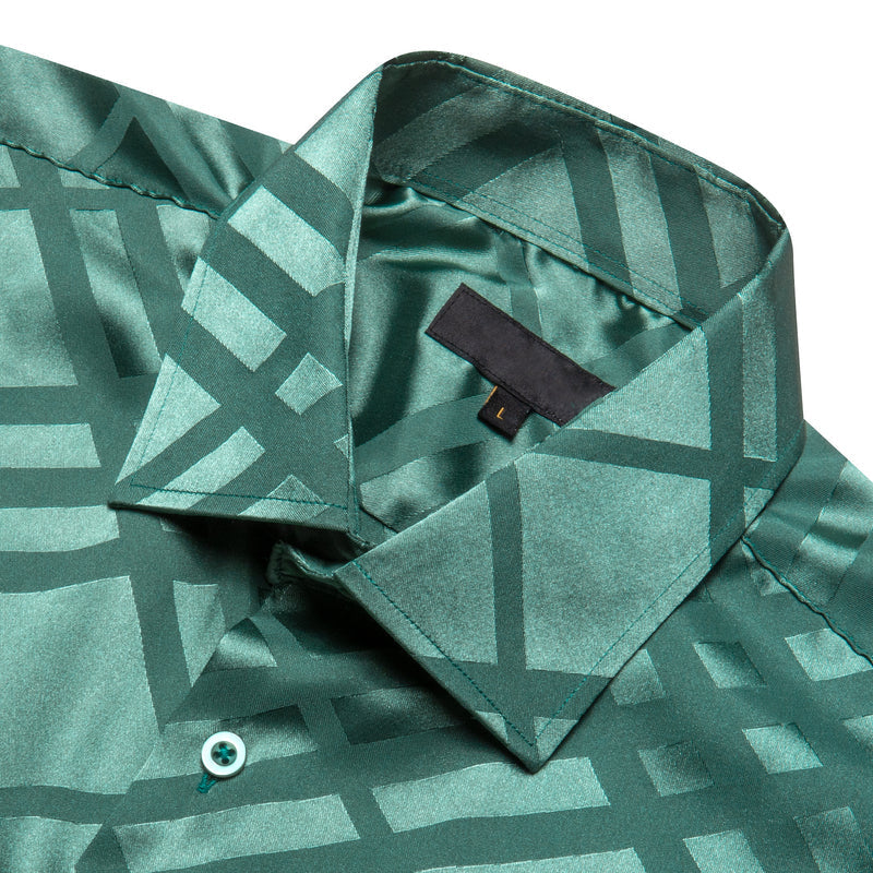 Mint Green Plaid Silk Dress Shirt shirt - Sophisticated Gentlemen