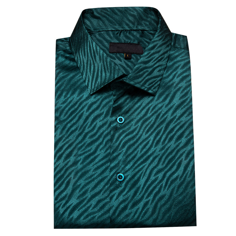 Dark Green Novelty Silk Dress Shirt shirt - Sophisticated Gentlemen