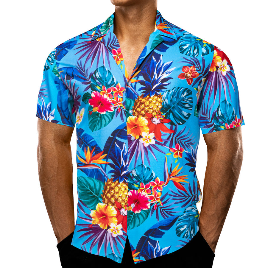 Red Orange Floral Dress Shirt shirt - Sophisticated Gentlemen