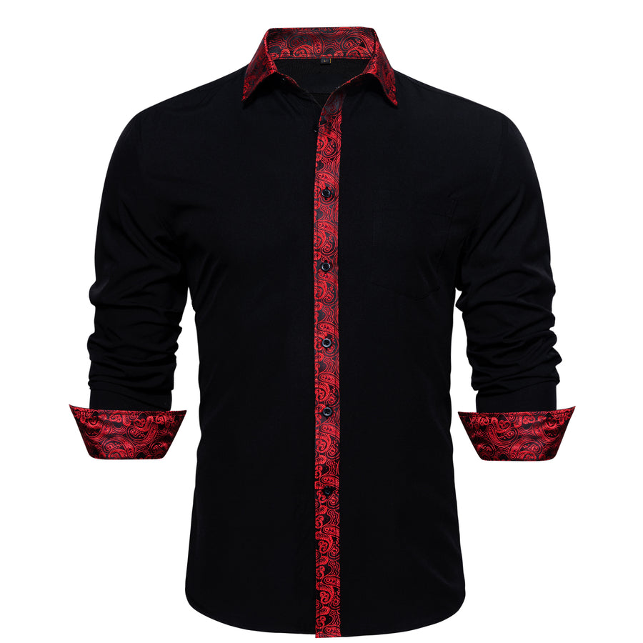 Black Red Paisley Edge Dress Shirt shirt - Sophisticated Gentlemen