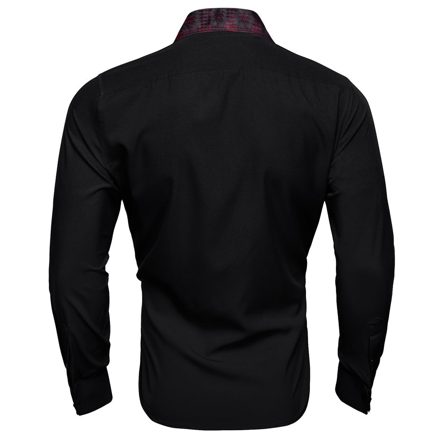 Black With Red Plaid Edge Dress Shirt shirt - Sophisticated Gentlemen