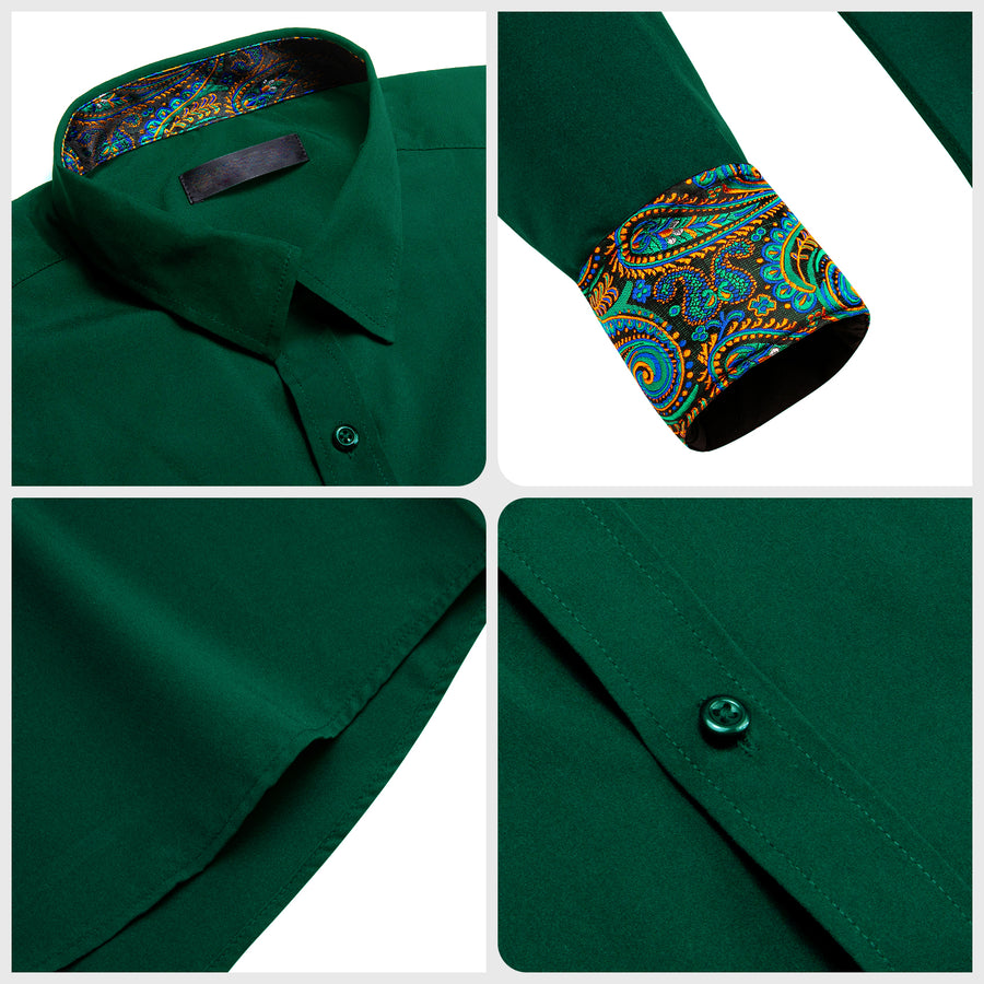 Dark Green With Multiple Color Paisley Edge Dress Shirt shirt - Sophisticated Gentlemen