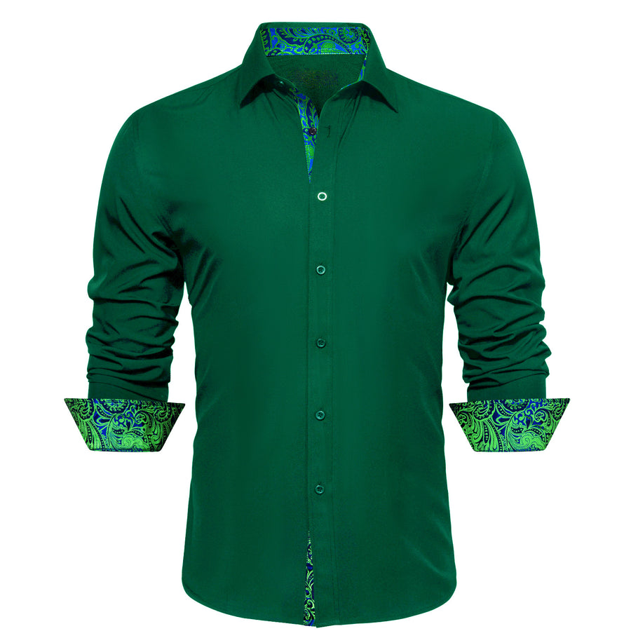 Dark Green Paisley Edge Dress Shirt shirt S - Sophisticated Gentlemen