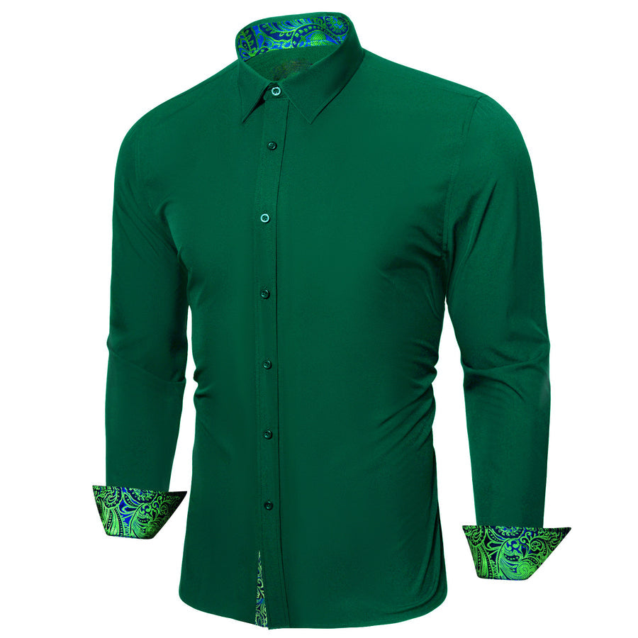 Dark Green Paisley Edge Dress Shirt shirt - Sophisticated Gentlemen