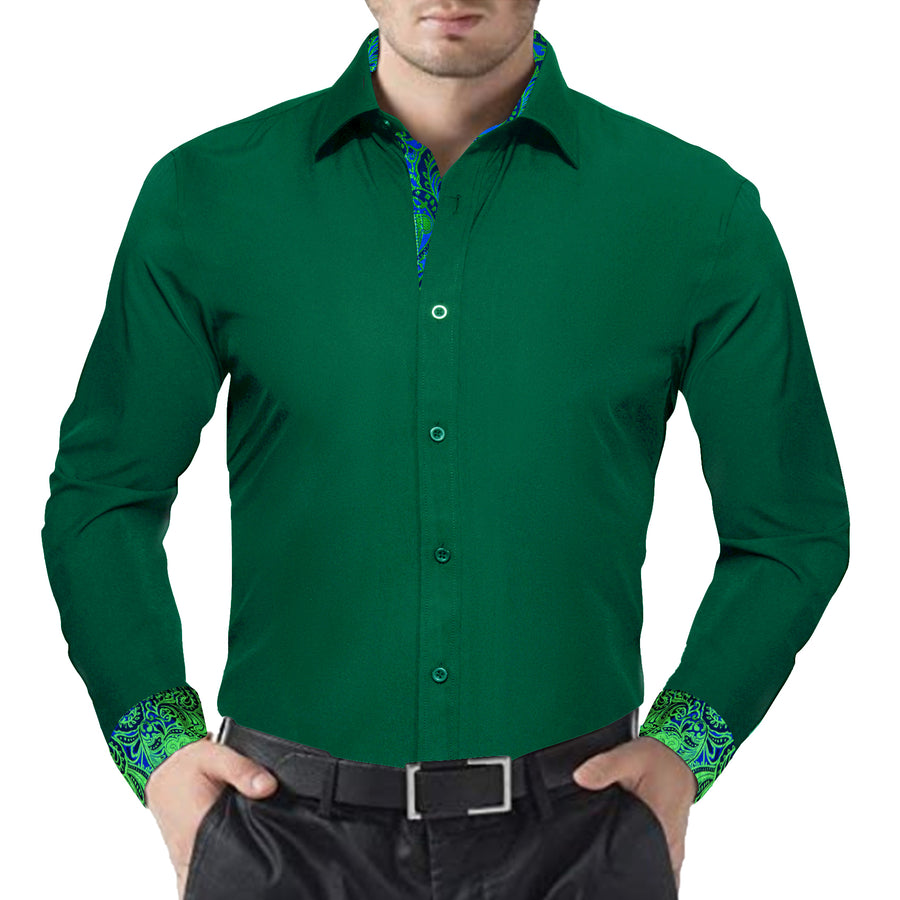 Dark Green Paisley Edge Dress Shirt shirt - Sophisticated Gentlemen