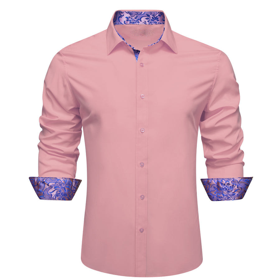 Pink With Purple Floral Edge Dress Shirt shirt S - Sophisticated Gentlemen