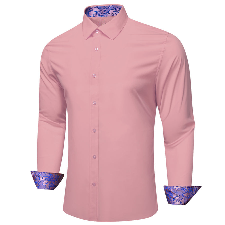 Pink With Purple Floral Edge Dress Shirt shirt - Sophisticated Gentlemen