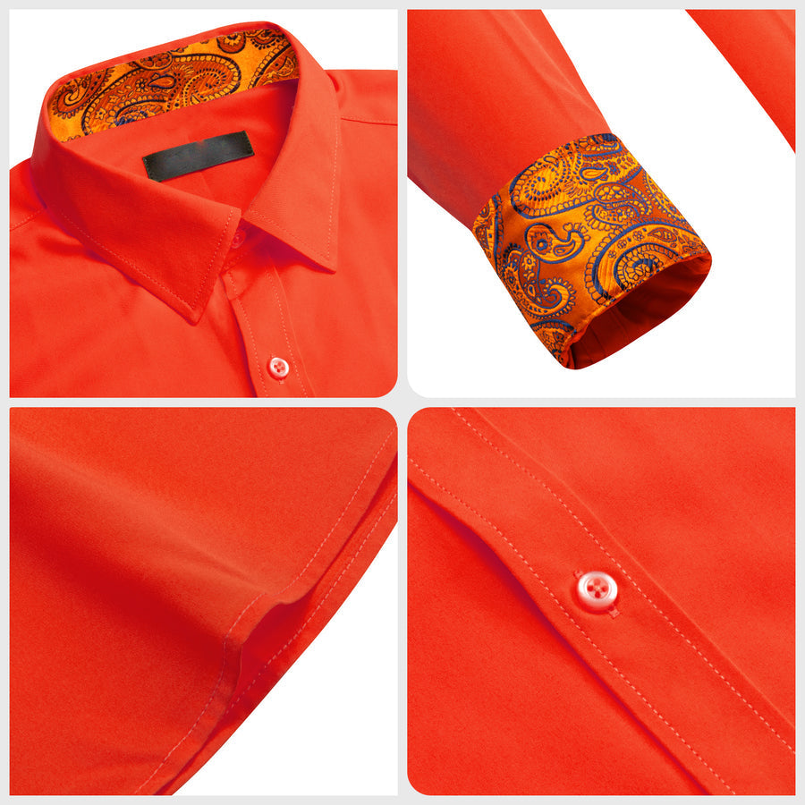 Orange With Blue Orange Paisley Edge Dress Shirt shirt - Sophisticated Gentlemen