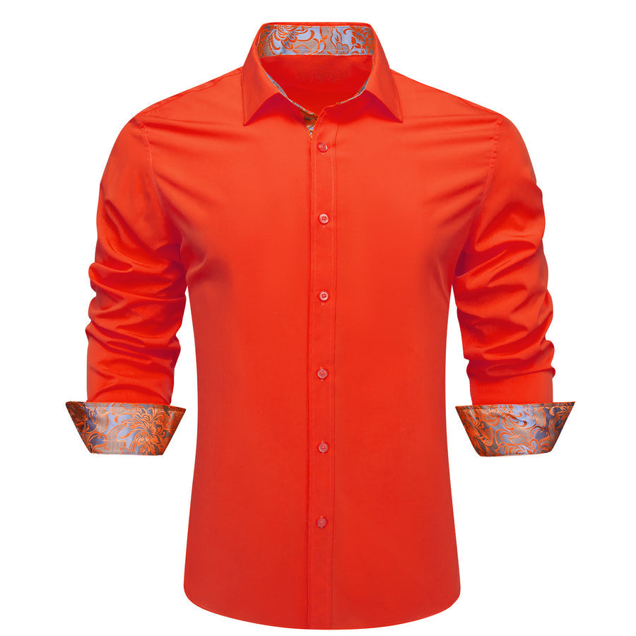 Orange With Silver Orange Floral Edge Dress Shirt shirt S - Sophisticated Gentlemen