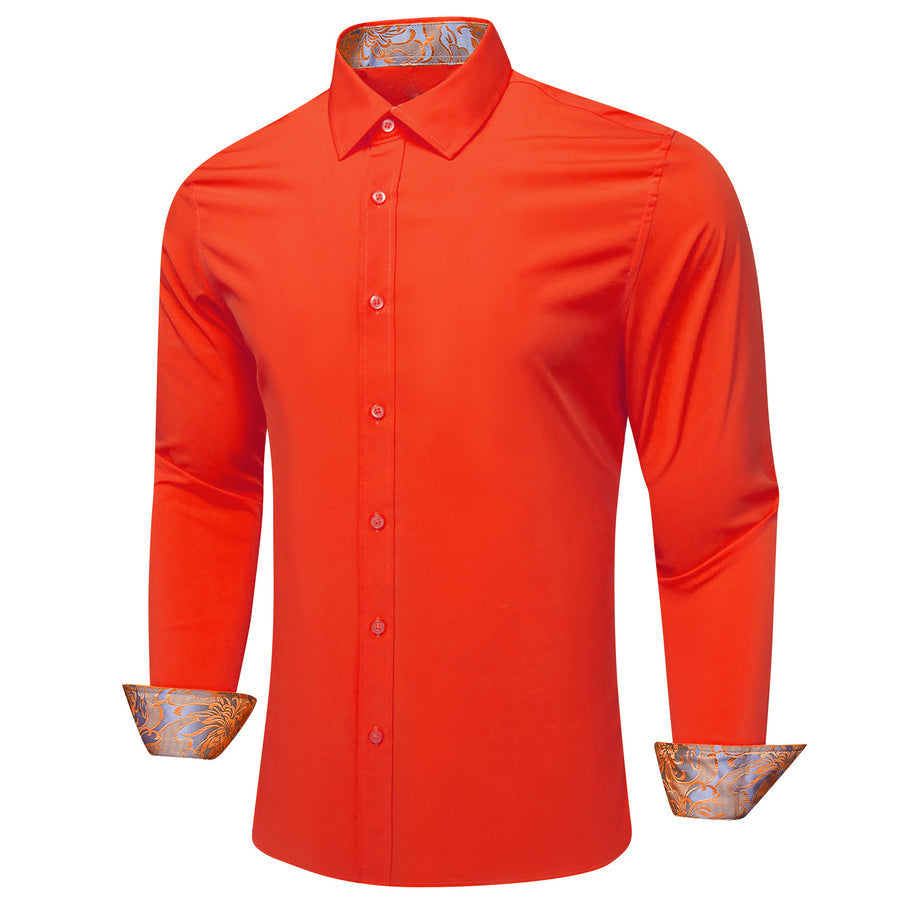 Orange With Silver Orange Floral Edge Dress Shirt shirt - Sophisticated Gentlemen