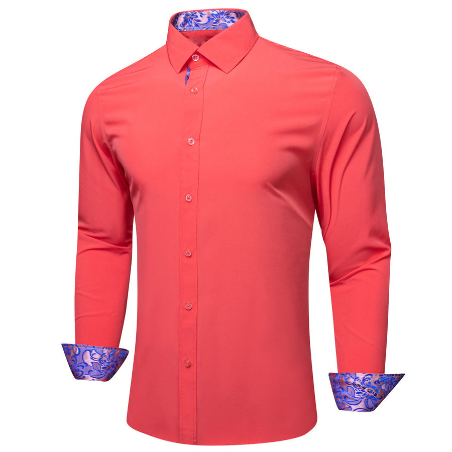 Light Orange With Blue Floral Edge Dress Shirt shirt - Sophisticated Gentlemen