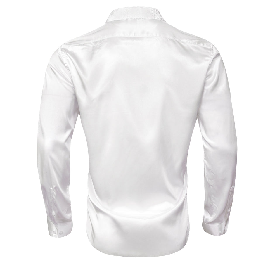White Solid With White Paisley Edge Dress Shirt shirt - Sophisticated Gentlemen