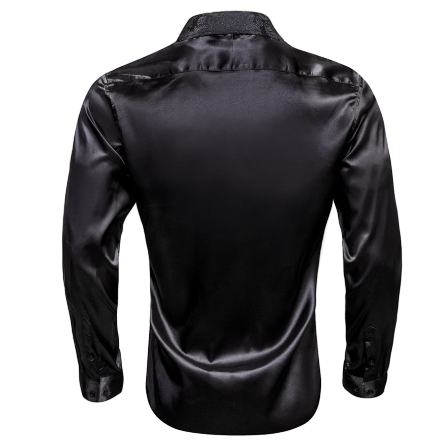 Black Solid With Black Paisley Edge Dress Shirt shirt - Sophisticated Gentlemen