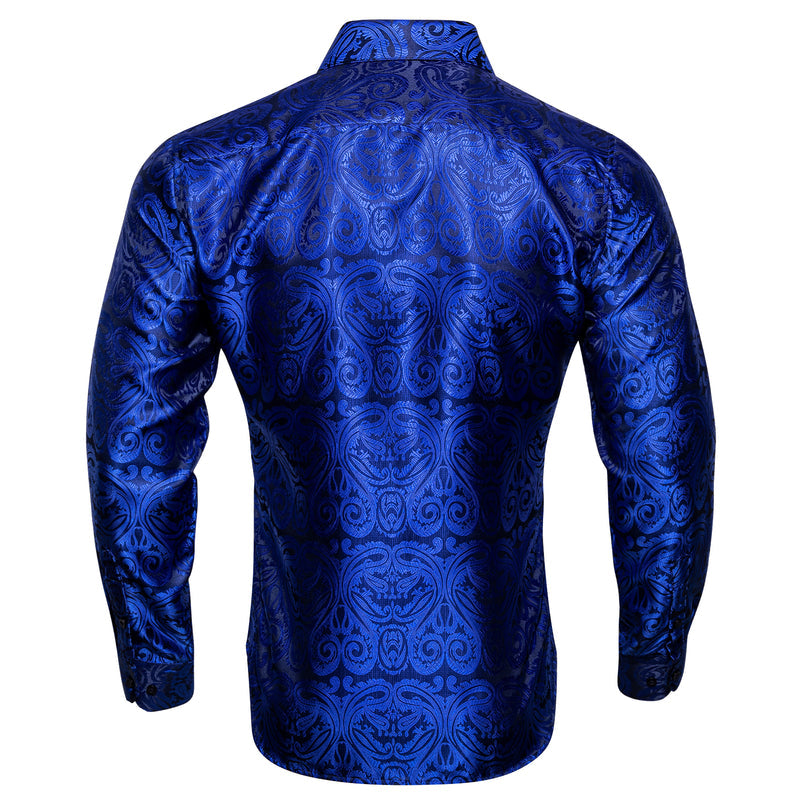 Klein Blue Floral Silk Dress Shirt shirt - Sophisticated Gentlemen