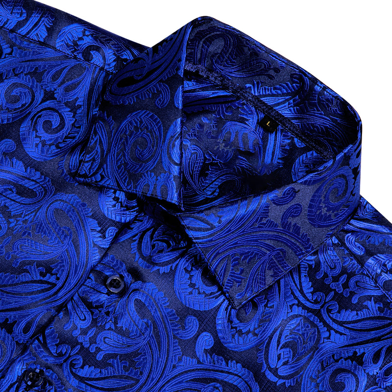 Klein Blue Floral Silk Dress Shirt shirt - Sophisticated Gentlemen