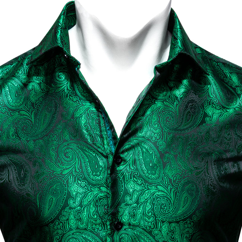 Green Paisley Style Silk Dress Shirt shirt - Sophisticated Gentlemen