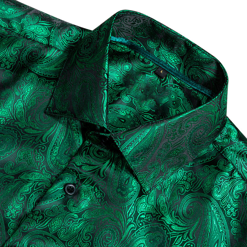 Green Paisley Style Silk Dress Shirt shirt - Sophisticated Gentlemen