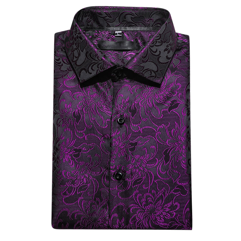 Deep Purple Floral Silk Dress Shirt shirt - Sophisticated Gentlemen