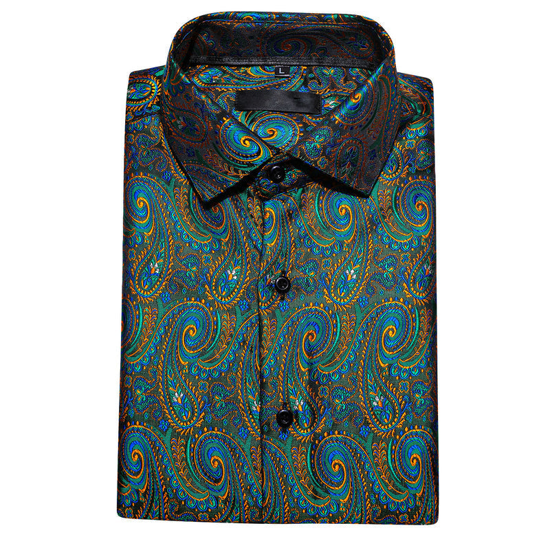 Yellow Green Paisley Silk Dress Shirt shirt - Sophisticated Gentlemen