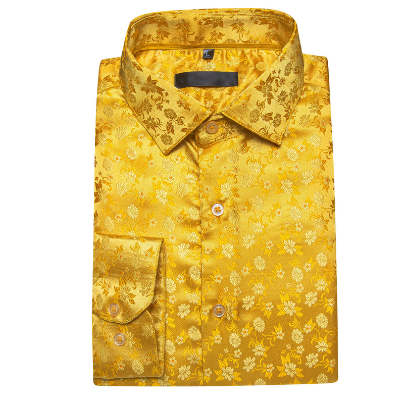 Yellow Floral Silk Dress Shirt shirt - Sophisticated Gentlemen
