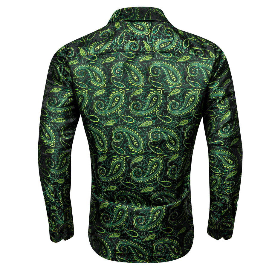 Green Black Paisley Dress Shirt shirt - Sophisticated Gentlemen