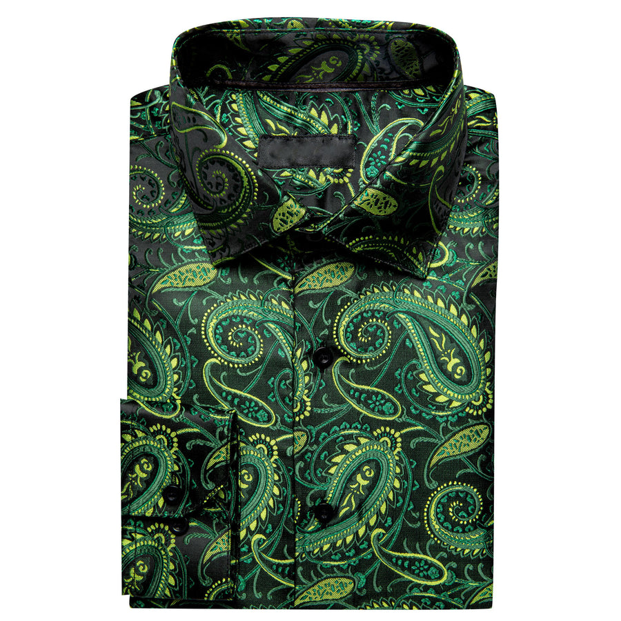 Green Black Paisley Dress Shirt shirt - Sophisticated Gentlemen