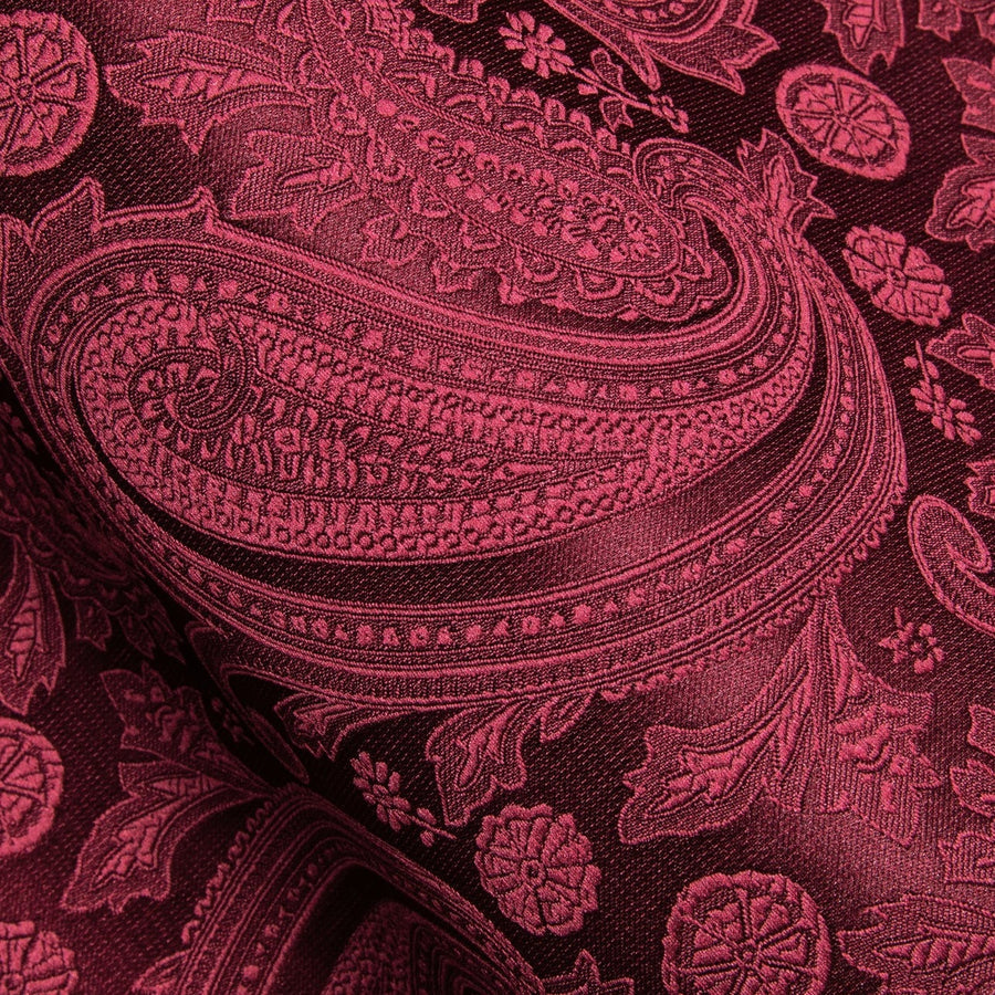 Dark Red Paisley Flower Pattern Silk Dress Shirt shirt - Sophisticated Gentlemen
