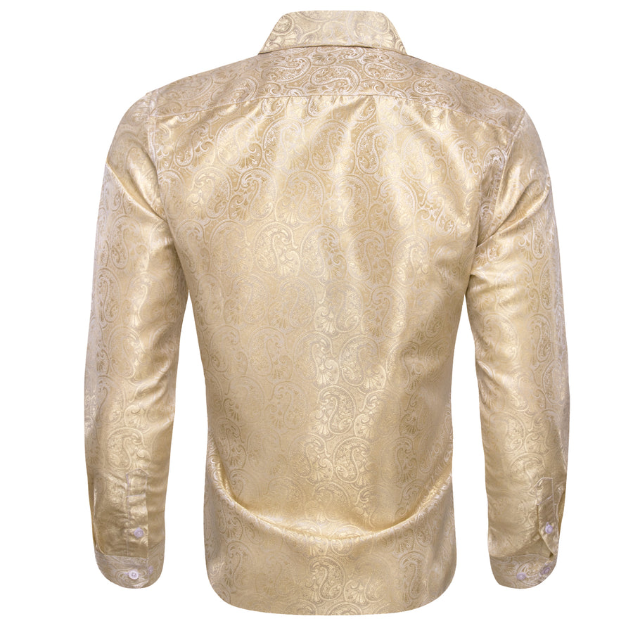LemonChiffon Paisley Pattern Silk Dress Shirt shirt - Sophisticated Gentlemen