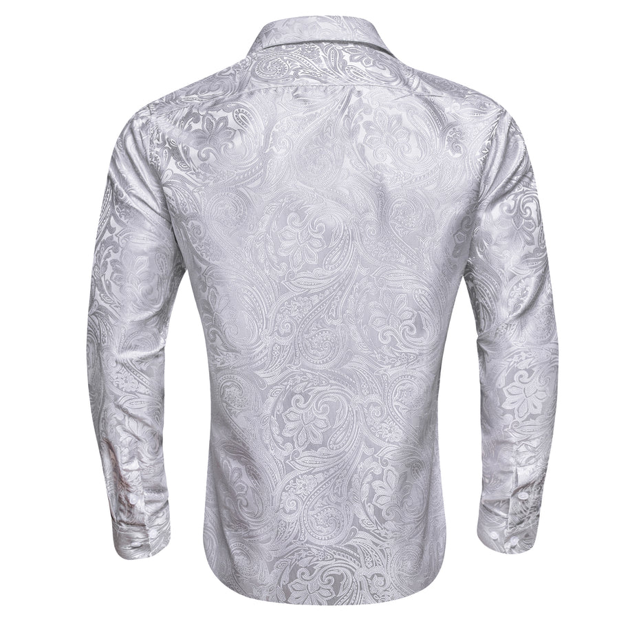 Classic Silver Paisley Silk Dress Shirt shirt - Sophisticated Gentlemen