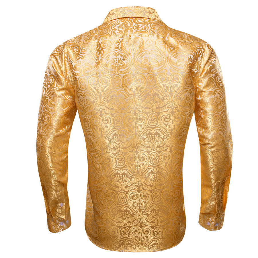 Bright Yellow Paisley Silk Dress Shirt shirt - Sophisticated Gentlemen