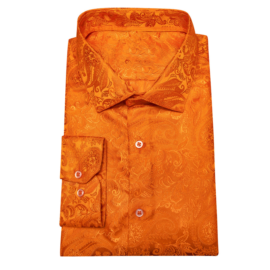 Orange Paisley Silk Dress Shirt shirt - Sophisticated Gentlemen