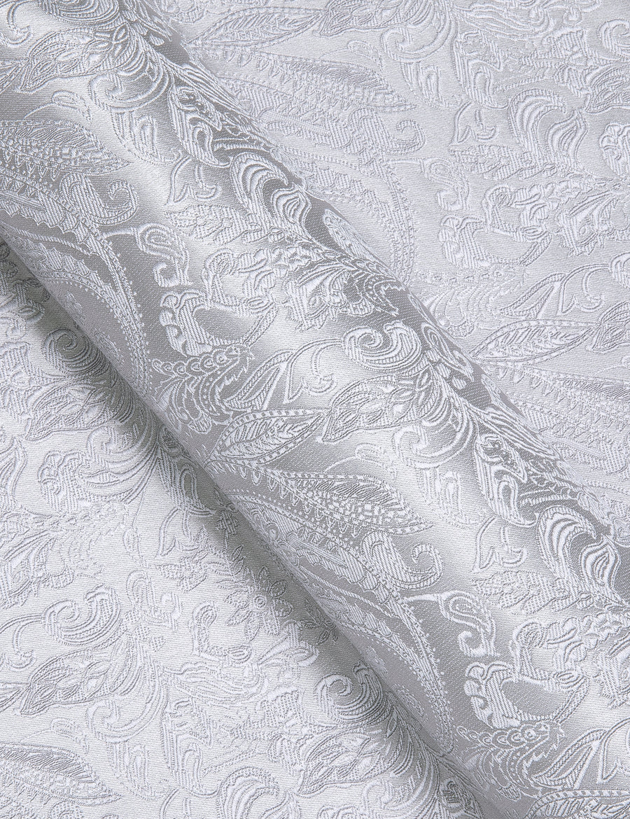 Classic Pure Silver Paisley Silk Dress Shirt shirt - Sophisticated Gentlemen