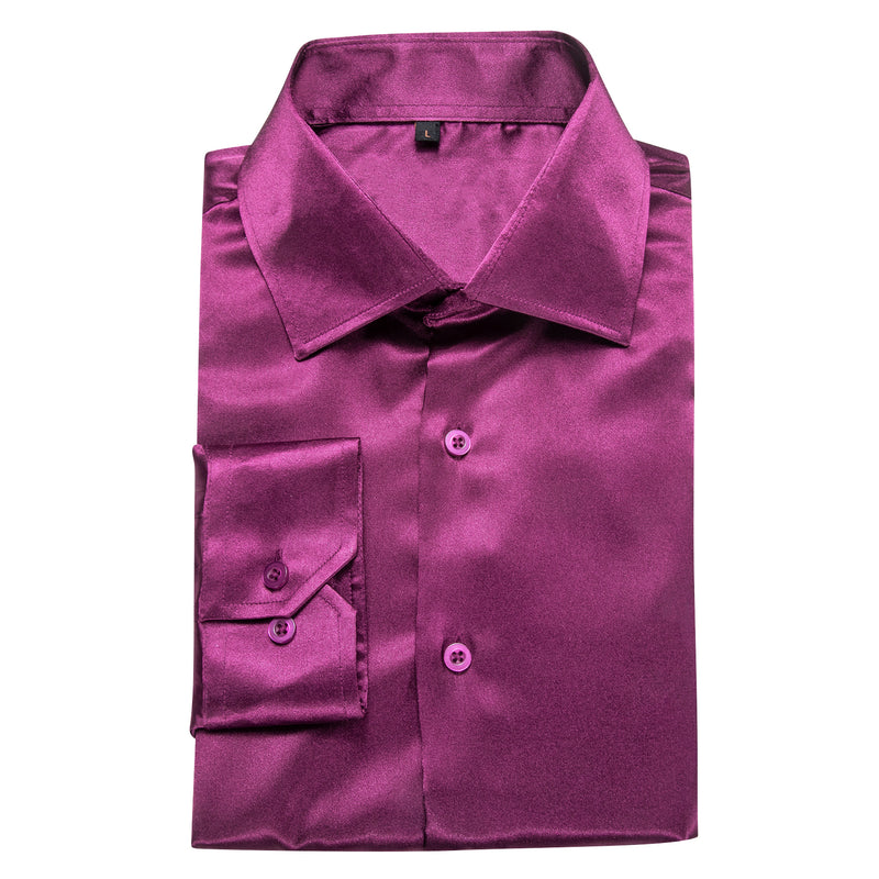 Dark Purple Solid Silk Dress Shirt shirt - Sophisticated Gentlemen