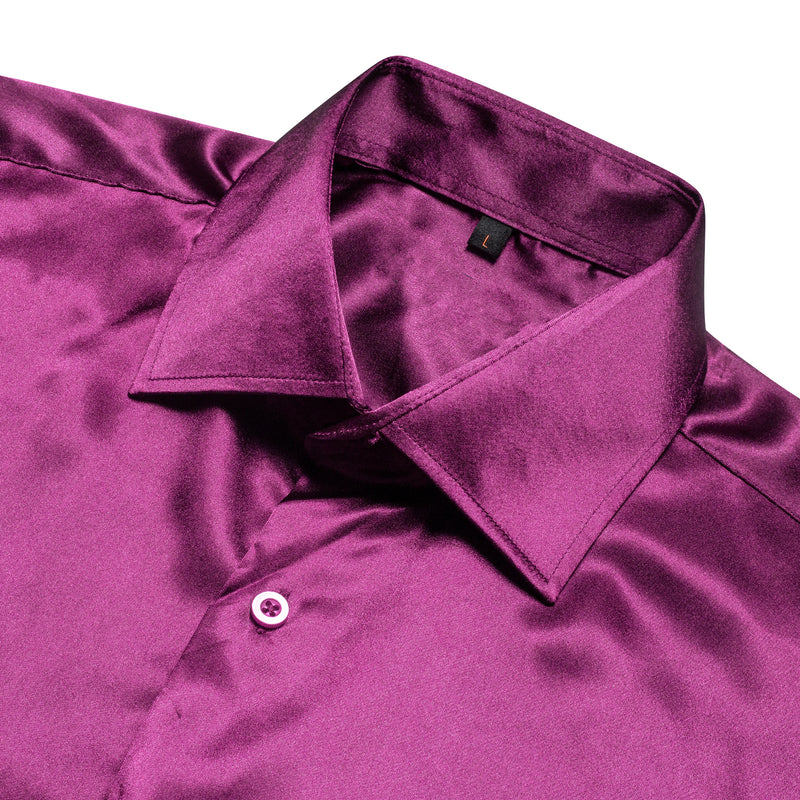 Dark Purple Solid Silk Dress Shirt shirt - Sophisticated Gentlemen