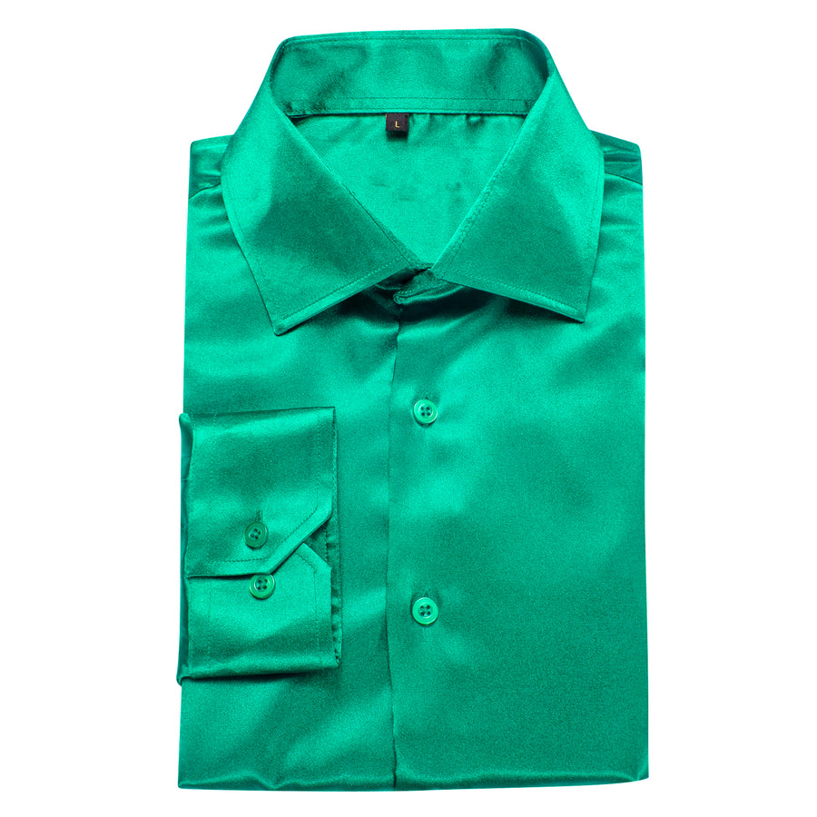 Green Solid Silk Dress Shirt shirt - Sophisticated Gentlemen