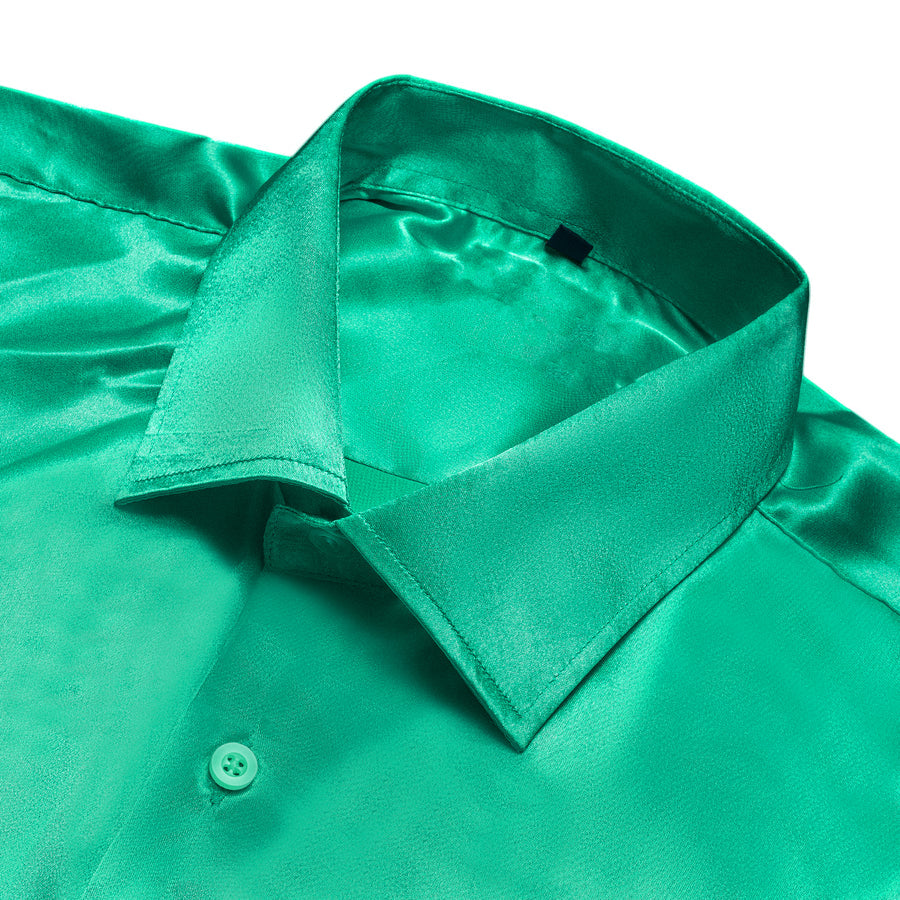 Green Solid Silk Dress Shirt shirt - Sophisticated Gentlemen